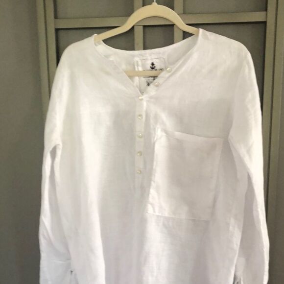 Claudio Milano White linen luxury Hi lo linen tunic blouse. Size S - Picture 7 of 8